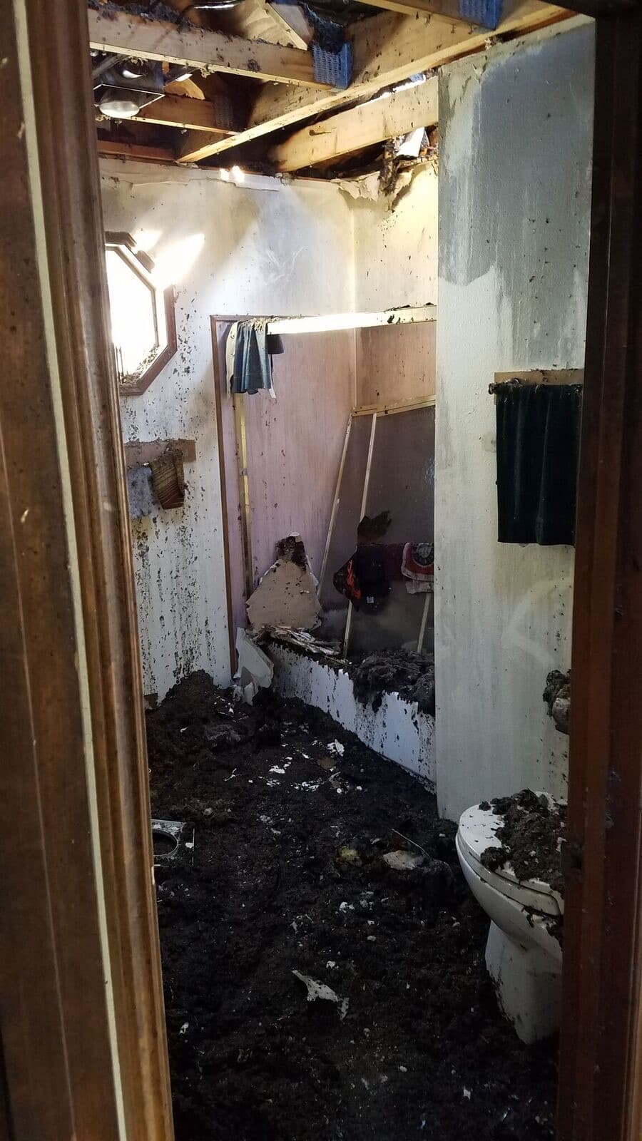 Sacramento fire damage restoration – bathroom shower – before construction